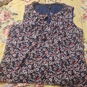 Tommy Hilfiger Navy and Red Floral Blouse